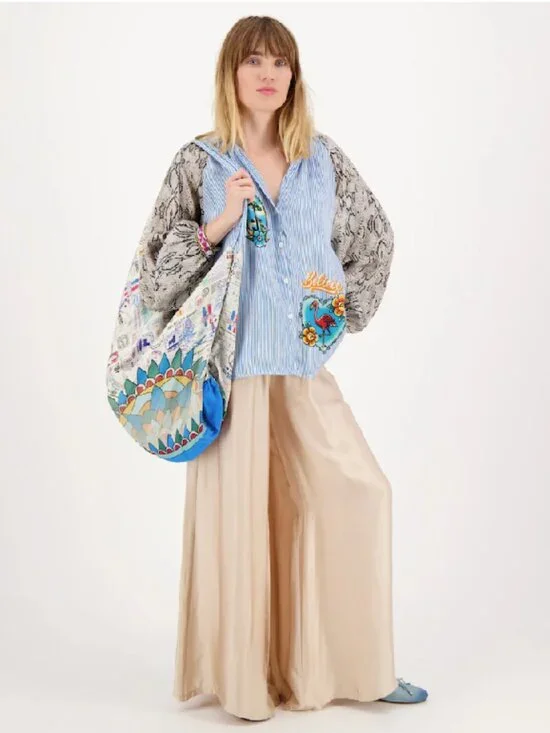 ME369 Adrianna Snake Print Blouse Statement Top NWT - Picture 1 of 2